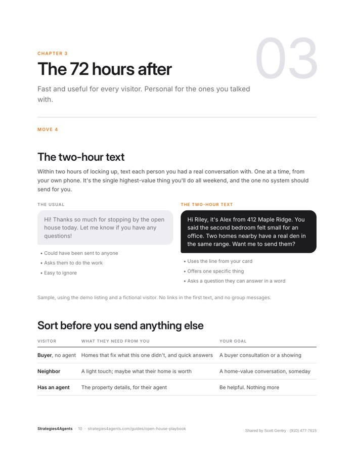 A page from The Open House Playbook